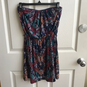 printed mini strapless dress XS
